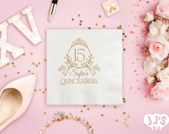 Quinceanera Napkins: Mis XV Anos Custom Birthday Napkins