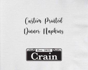 Custom Printed Linen Like Dinner Napkins Personalized for Wedding, Rehearsal Dinners, Corporate Events and Birthdays