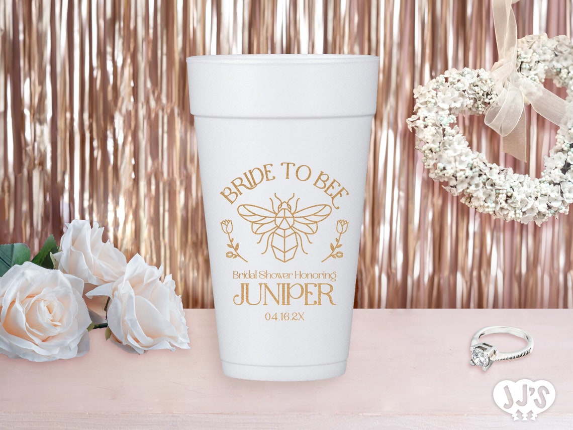 Bride to Bee Personalized Bridal Shower Foam Cups - Etsy