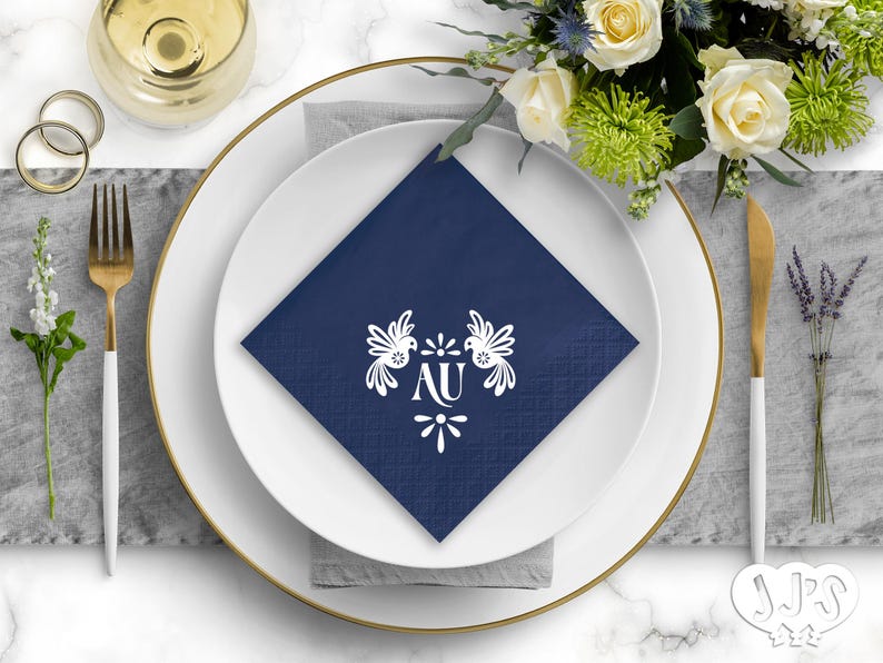 Personalized Mexican Love Birds Wedding Napkins: Fiesta Theme image 1