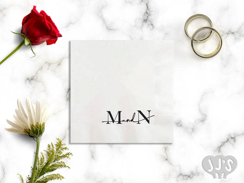 Popular and Trending Custom Wedding Napkins - Modern Monogram Minimalistic Napkins