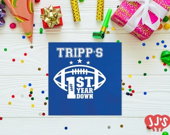 First Year Down Football Birthday Personalized Napkins