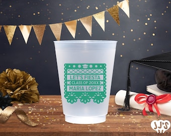 Personalized Graduation Frosted Cups: Let's Fiesta! Graduation Party Cups, Decorations, Party Favors