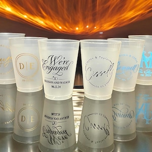 Custom Wedding Cups, Reception Bar Frosted Cups, Personalized Frost Flex Cups, Modern Wedding Decor, Signature Cocktails, Engagement Party