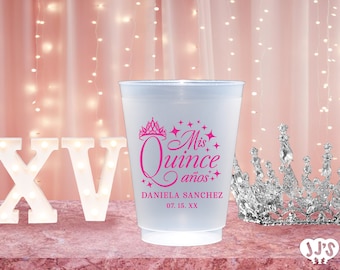 Personalized Quinceanera Cups: Mis Quince Custom Frosted Cups