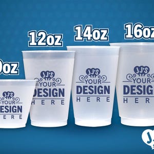 Custom Frosted Cups, Printed Birthday, Wedding, Graduation and Special Occasion Party Frosted Flex Shatterproof Cups (One Color Print Only)