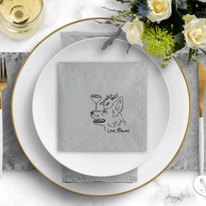 Dog Cocktail Napkins | Cute Illustrated Wedding & Party Decor | Engagement, Bridal Shower, Rehearsal Dinner
