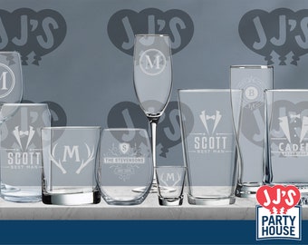 Personalized Engraved Glassware-Custom Etched Whiskey/Bourbon/Scotch Glasses-Unique Groomsmen, Wedding, Birthday, Housewarming Gifts for Men