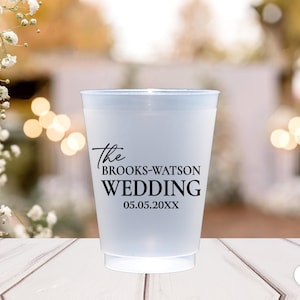Personalized Classic Wedding Frosted Cups - Custom 12oz or 16oz, 36+ Colors, Wedding Favors, Bridal Shower Gifts