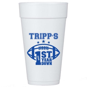 First Down 1st Birthday Custom and Personalized Football Sports Foam Cups