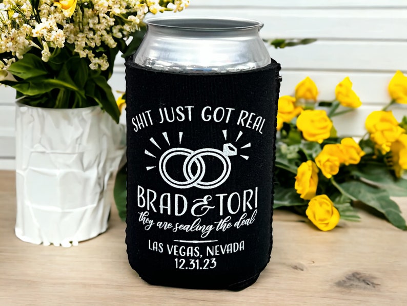 Custom Neoprene Can Coolers, Personalized Huggers, Custom Collapsible Can Coolers For Weddings and Parties - JJ's Party House McAllen