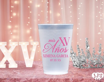 Personalized Quinceanera Cups: Mis XV Anos Custom Frosted Cups