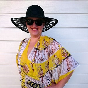 Yellow kimono cardigan, stylish beach cover up