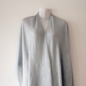 Metalic Silber Pailletten Kimono Coverup Jacke mit Fransen