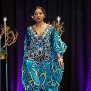 Aquamarine Exotic Long Caftan Dress