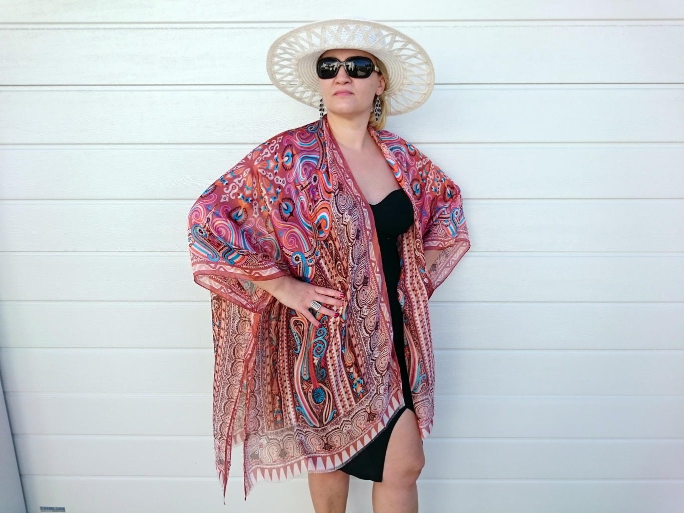 Silk Kimono Robe / Paisley Kimono Cardigan / Black Kimono | Etsy Australia