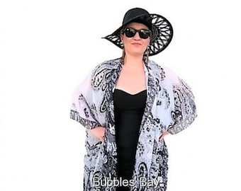 Silk Kimono Robe Paisley Kimono Cardigan Black Kimono Cover Up Plus  Size Kimono Top Sheer Kimono Wrap Bathing Suit Cover Up