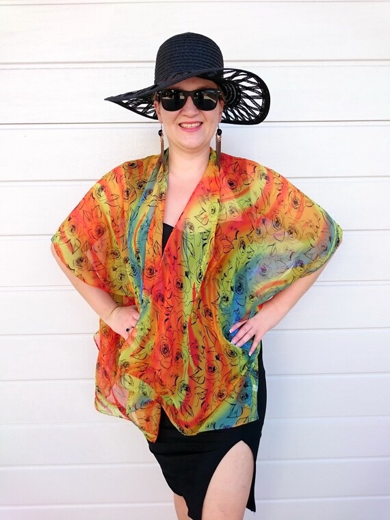 floral sheer kimono cardigan
