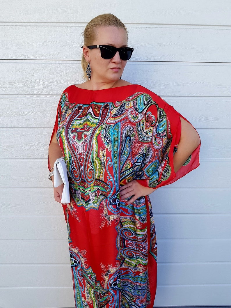 Red Kaftan Dress Beach Kaftan Plus Size Kaftan Bridal Etsy