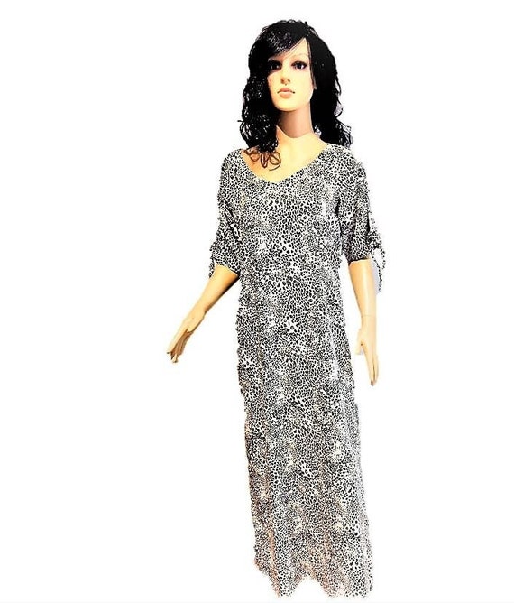 Animal Print Midi Dress: Rayon A-line Dress With Tie Knot Sleeves - Etsy