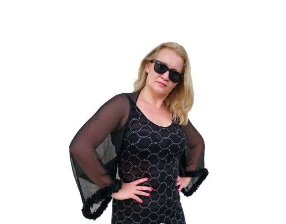 black chiffon jacket evening wear