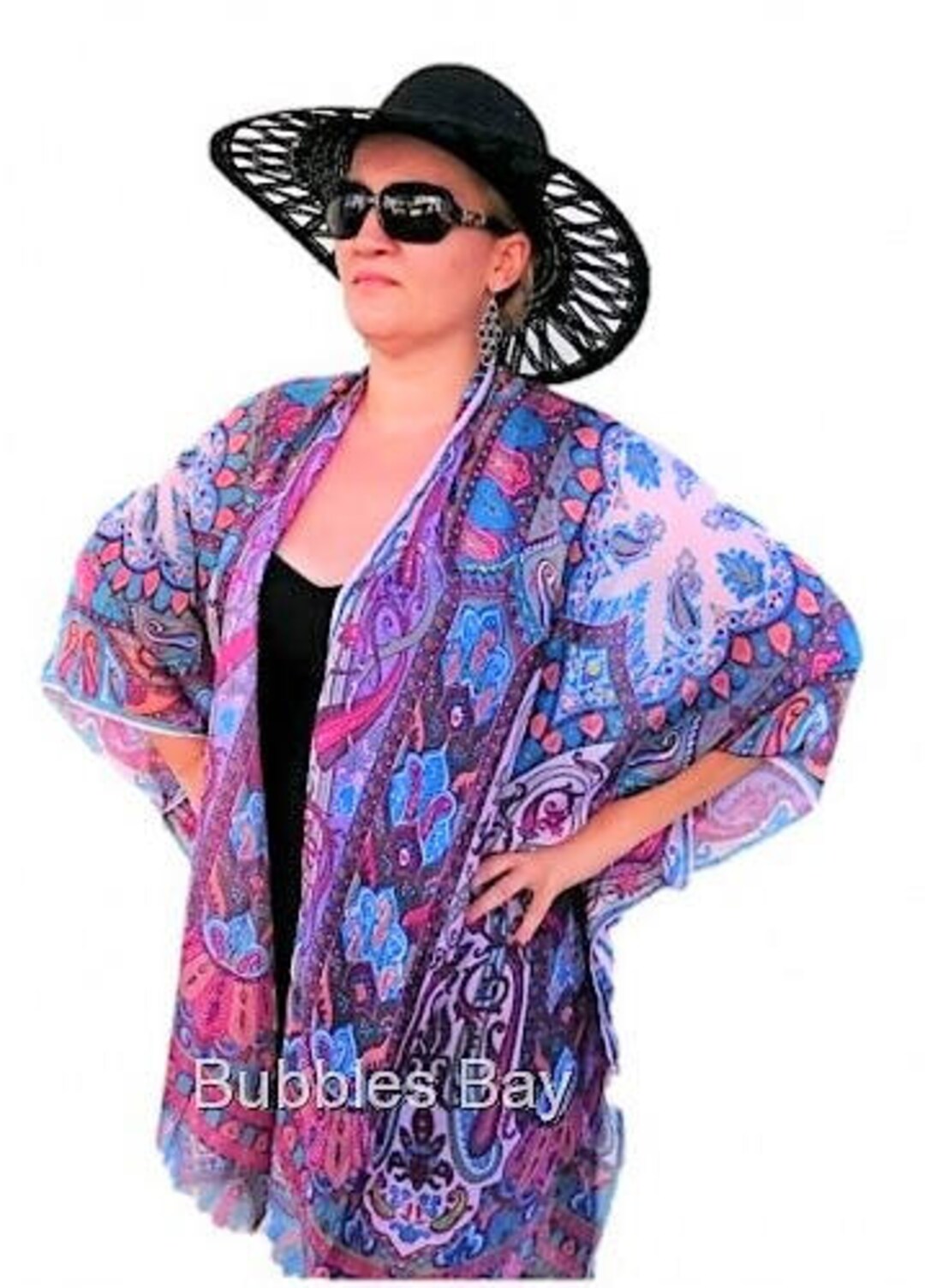 Purple Silk Kimono Robe / Paisley Kimono Cardigan / Blue - Etsy