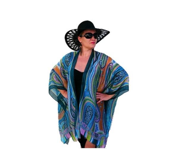 Green Bathing Suite Cover Up/ Blue Kimono Cardigan/ Elegant - Etsy