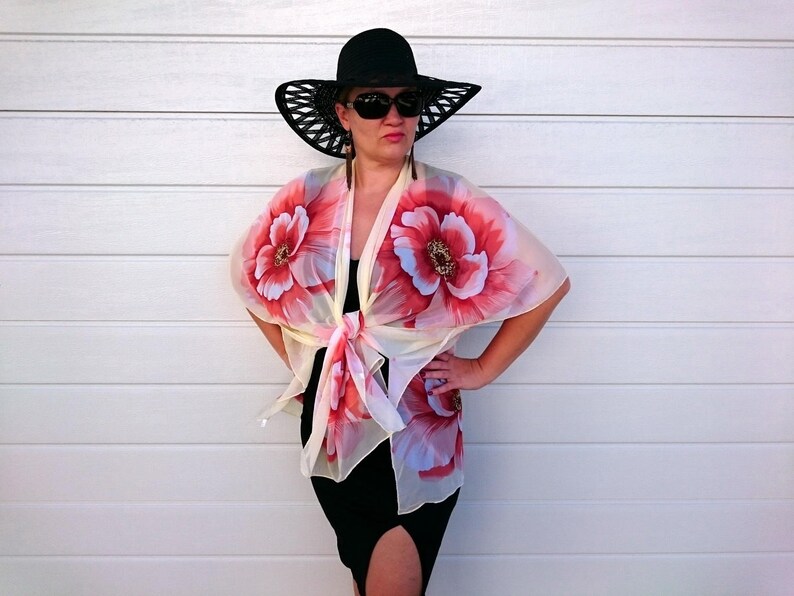 blue Sheer Chiffon beige Floral Top purple white Floral Chiffon Top black pink Plus SIze Kimono Jacket Coverup Plus Size Outfits