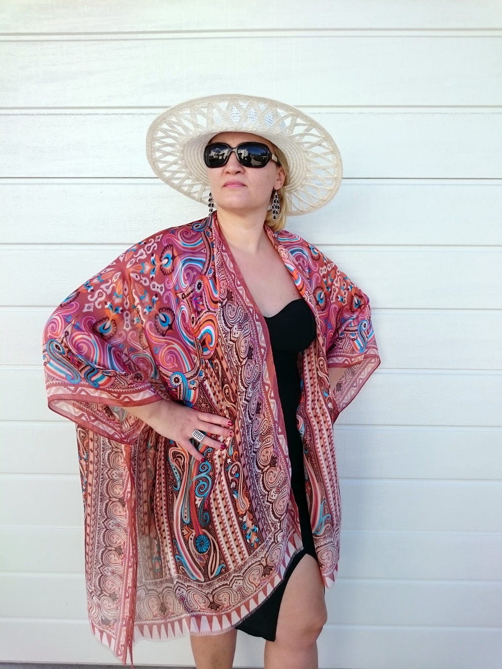 Silk Kimono Robe / Paisley Kimono Cardigan / Black Kimono - Etsy Australia