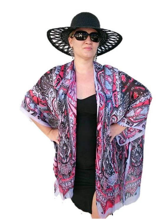 Silk Kimono Robe/ Bathing Suit Cover Up/ Plus Size Kimono Top/ | Etsy