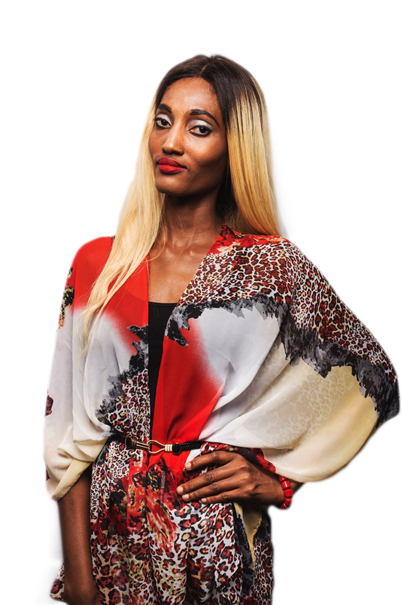 Animal Chiffon Kimono Cover-Ups