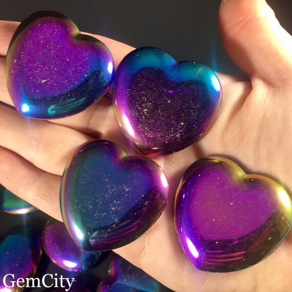 45mm Rainbow Hematite Heart Crystal Stone Heart Healing Etsy
