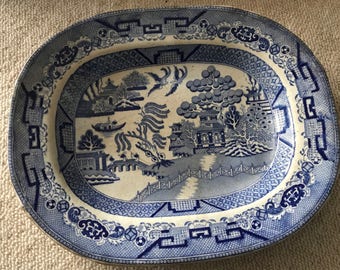 Vintage Willow Pattern Platter Wall Plate