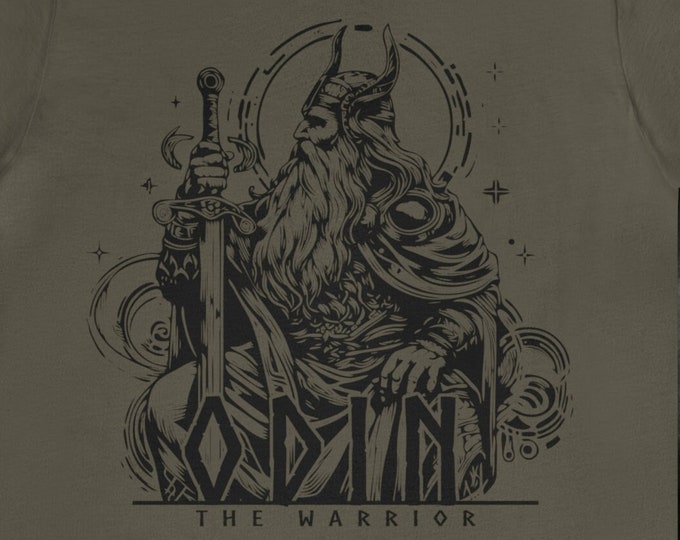 Odin the Warrior Viking Style Tee / Unisex Cotton Short Sleeve T Shirt / Norse Viking Design / Sustainable + Humane / Color Variations