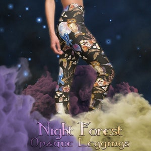 Death&#39;s Head Night Forest Opaque Leggings / Yoga Leggings / Pagan Clothing / Witchy Clothing