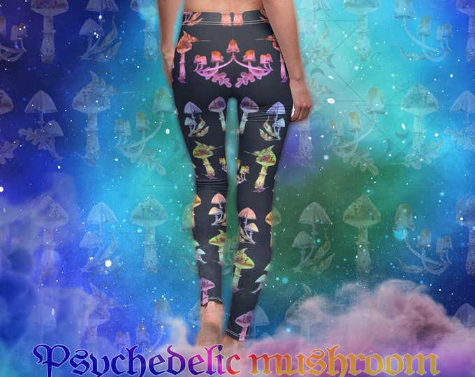 Psychedelic Mushroom Yoga Pants / Yoga Leggings / Pagan Clothing / Witchy Clothing