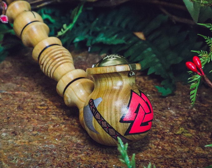 Valknut Viking Tobacco Pipe for Smoking / Churchwarden Pipe / Viking Runes / Viking Gift / Handmade Wood Wooden