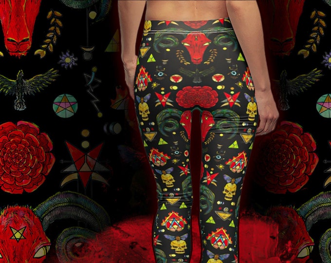 Dark Symbols Gothic Leggings / Tights Yoga Pants / Witchy Witchcraft Clothing