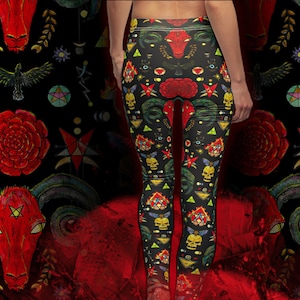 Dark Symbols Gothic Leggings / Tights Yoga Pants / Witchy Witchcraft Clothing