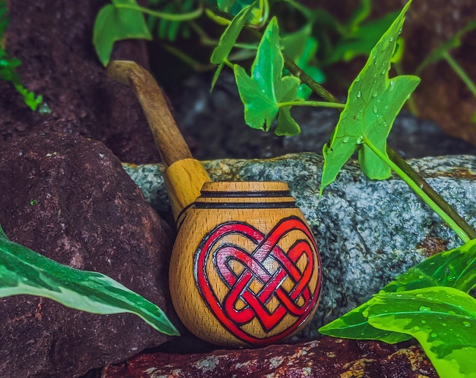 Celtic Heart Knotwork / Handmade Tobacco Pipe for Smoking / Sherlock
