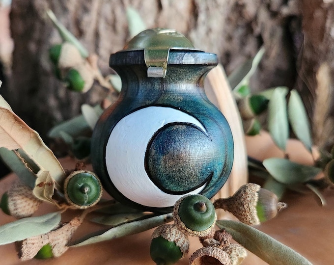 Witchy Moon / Blue Tobacco Pipe for Smoking with Lid / Lidded / Handmade Churchwarden / Fantasy Wood Wooden Functional Costume / Wicca
