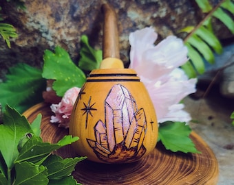 Iridescent Pink Handmade Wooden Crystal Pipe for Smoking / Sherlock Pipe / Witchy Spirituality Tobacco Pipe