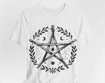 Pentacle Pagan Witchy Cottagecore Unisex Short Sleeve Tee /  humane, no-sweat-shop, sustainable / Multi-color options /  T Shirt / Tshirt /