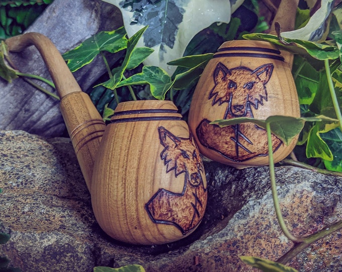 Odin Mjolnir Tobacco Pipe for Smoking / Pagan Druid Ansuz Thor Viking Heathen Asatru Norse / Wood Burned
