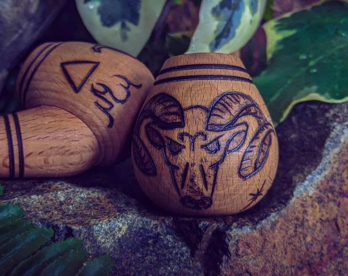 Aries Zodiac Astrology Wood Burned Tobacco Pipe for Smoking / Constellation / Star Sign / Sherlock