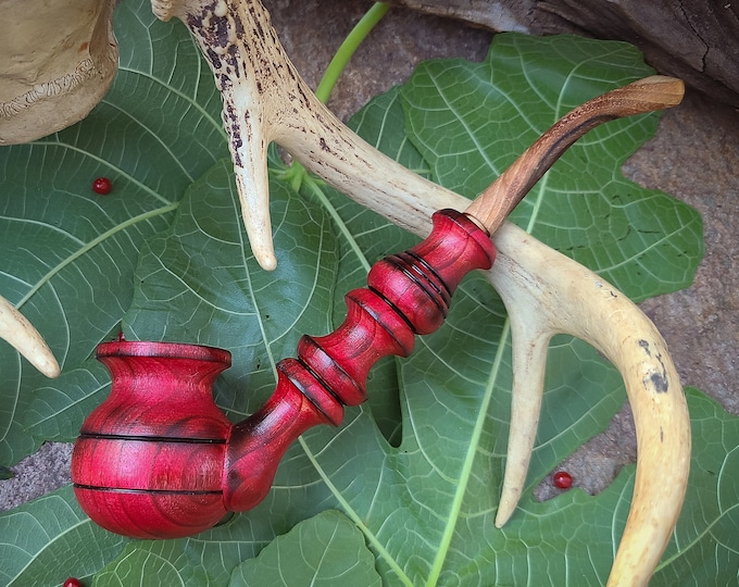 Handmade Red Wooden Tobacco Pipe for Smoking / Wood Churchwarden Pipe / Smoke Gift