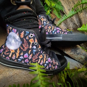 Women's Mushroom Moon Hi-Top Shoes / Pagan Clothing / Witchy Clothing