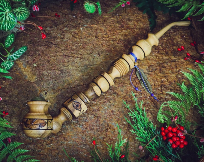 Viking Tobacco Pipe / Churchwarden Pipe / Smoking Pipe / Wooden Pipe / Viking Runes / Futhark