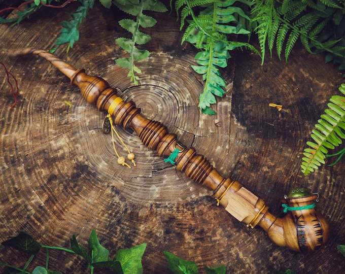 Druid Ogham Tobacco Pipe / Churchwarden Extra Longstem / Celtic Alphabet / Ceremonial Wooden Pipe for Smoking