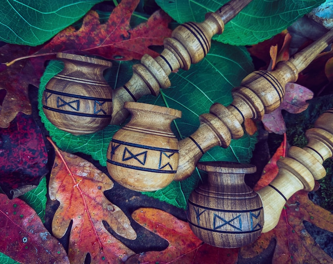 Viking Tobacco Pipe / Churchwarden Pipe / Smoking Pipe / Wooden Pipe / Viking Runes / Futhark